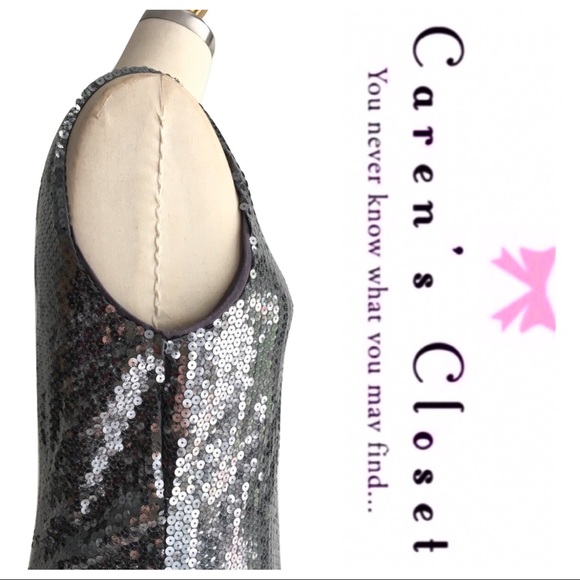 NWT Carmen Marc Valvo Silver Sequin Cocktail Dress - Picture 5 of 7